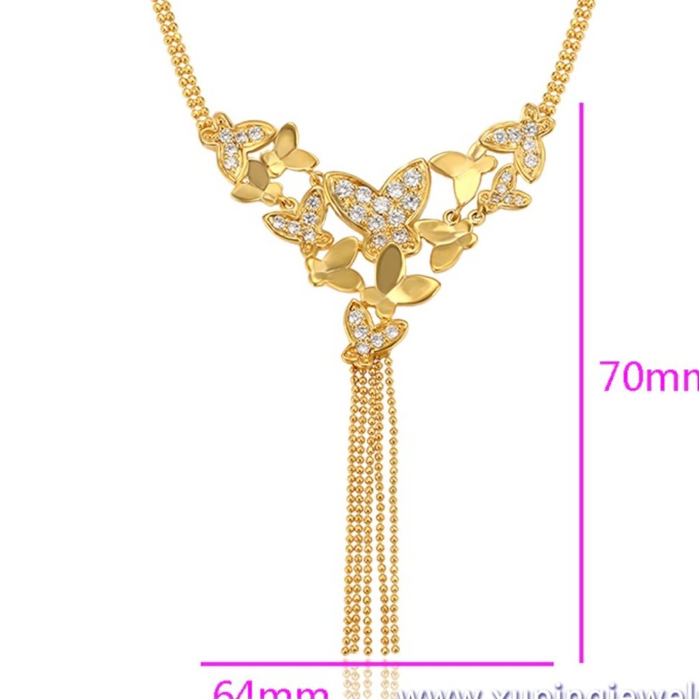 Elegant Butterfly Tassel 18KGP Necklace - Picture 2 of 10